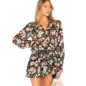 Tularosa Kenya Dress Black Floral Long Sleeve